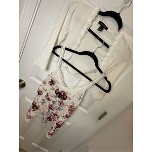 White House Black Market women’s bundle lot embroidered tank and cardigan XS